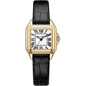 Women Gold Classic Square Watches with Roman Numerals Ladies Casual Dress Watch